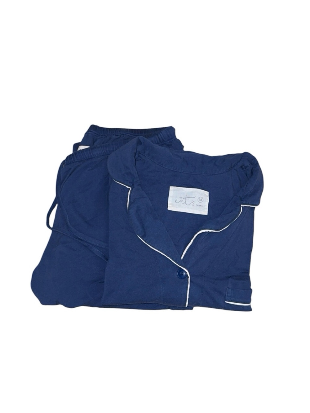 The Cat’s Pajamas Classic Pima Cotton Navy Blue Knit Pajama Set Size Medium